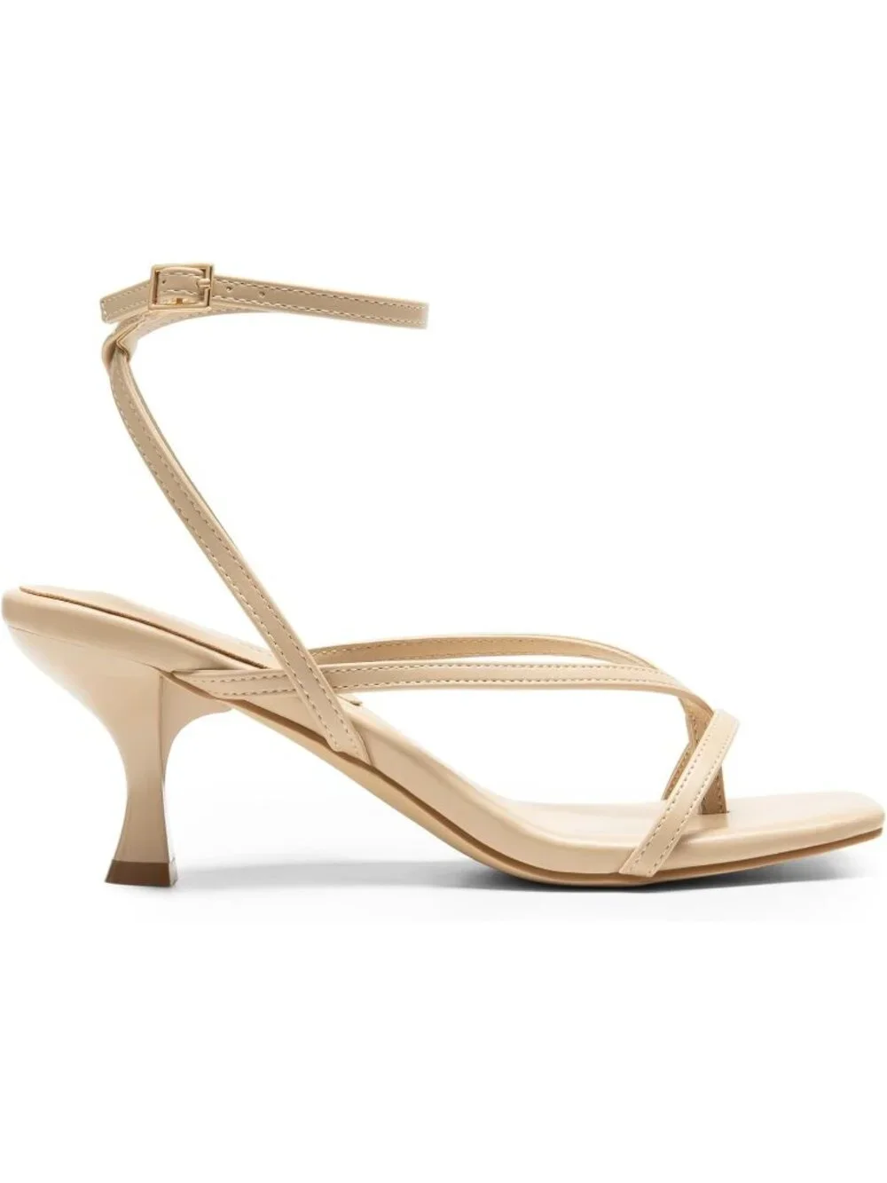 Dream Pairs Women's Nude Pu Open Toe Dressy Thong Comfort Kitten Heel Sandals
